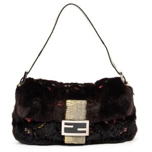 Rare! Fendi Mink and Lizard Medium Baguette